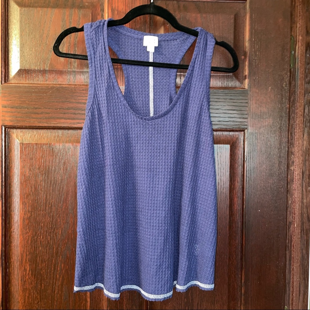 Navy Peyton Jensen waffle tank